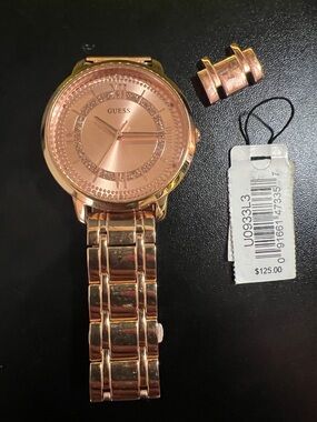 GUESS Rose Gold Women's Crystal Accent Watch